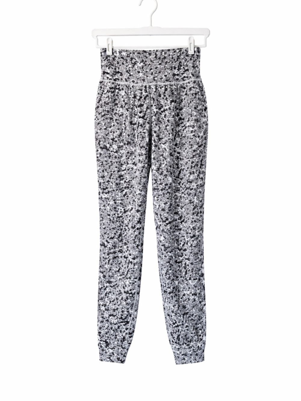 Athleta Salutation Textured Joggers Pants Gray Black Print High Rise Size Small
